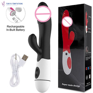 Powerful 30 Speed G-Spot Rabbit Vibrator for Women  Black