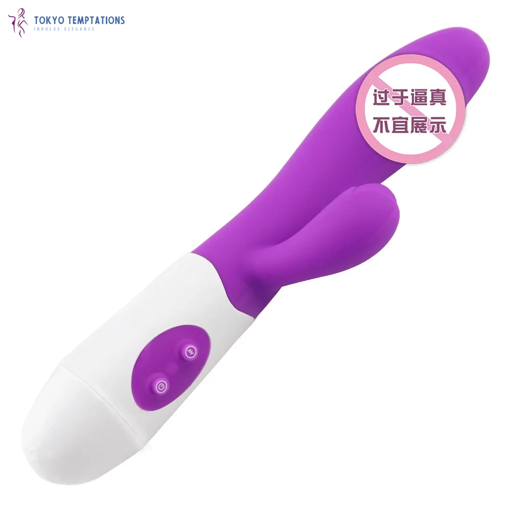 Dual Vibration G Spot Rabbit Vibrator Silicone Waterproof Pink