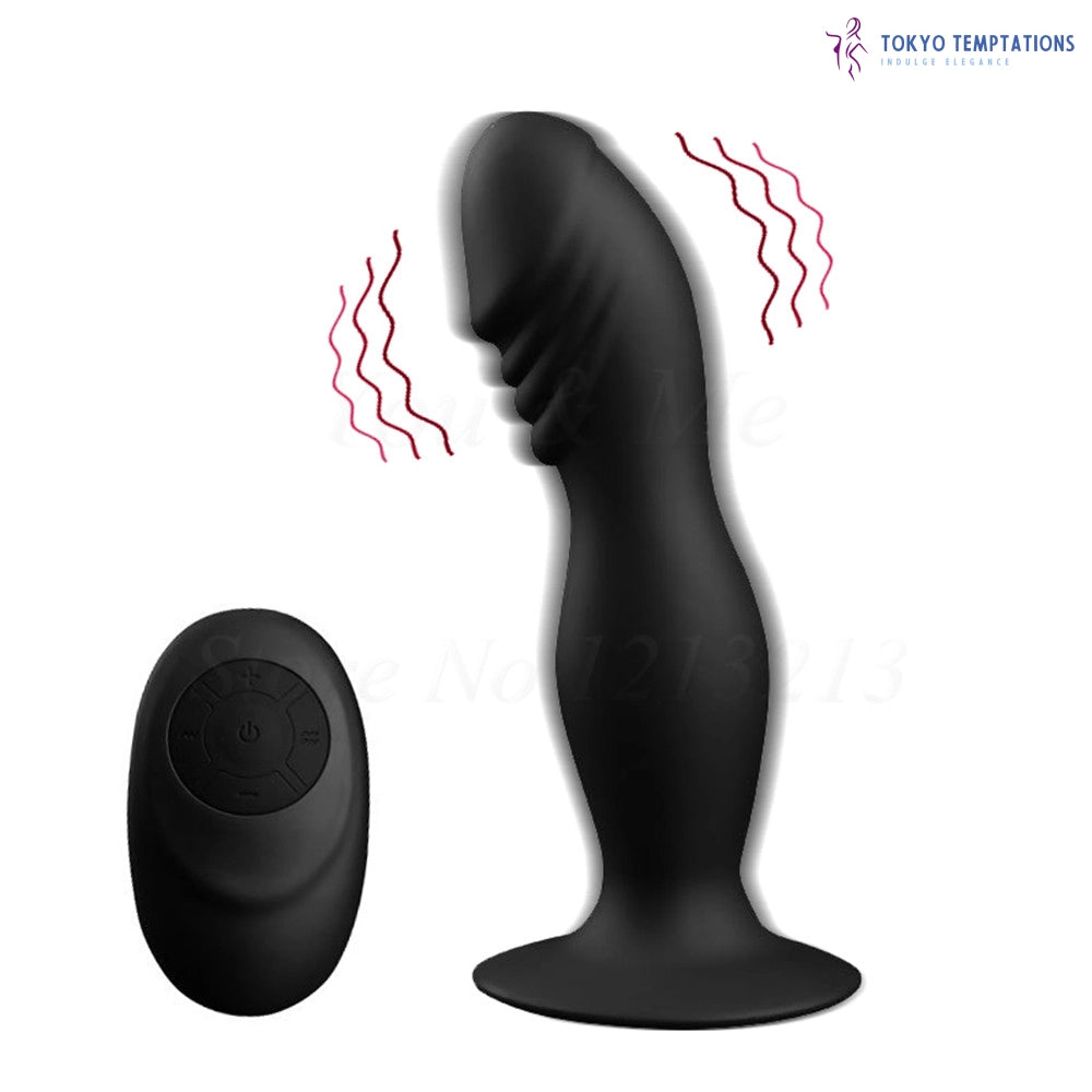 Wireless Remote Realistic Dildo Vibrator Butt Plug Black