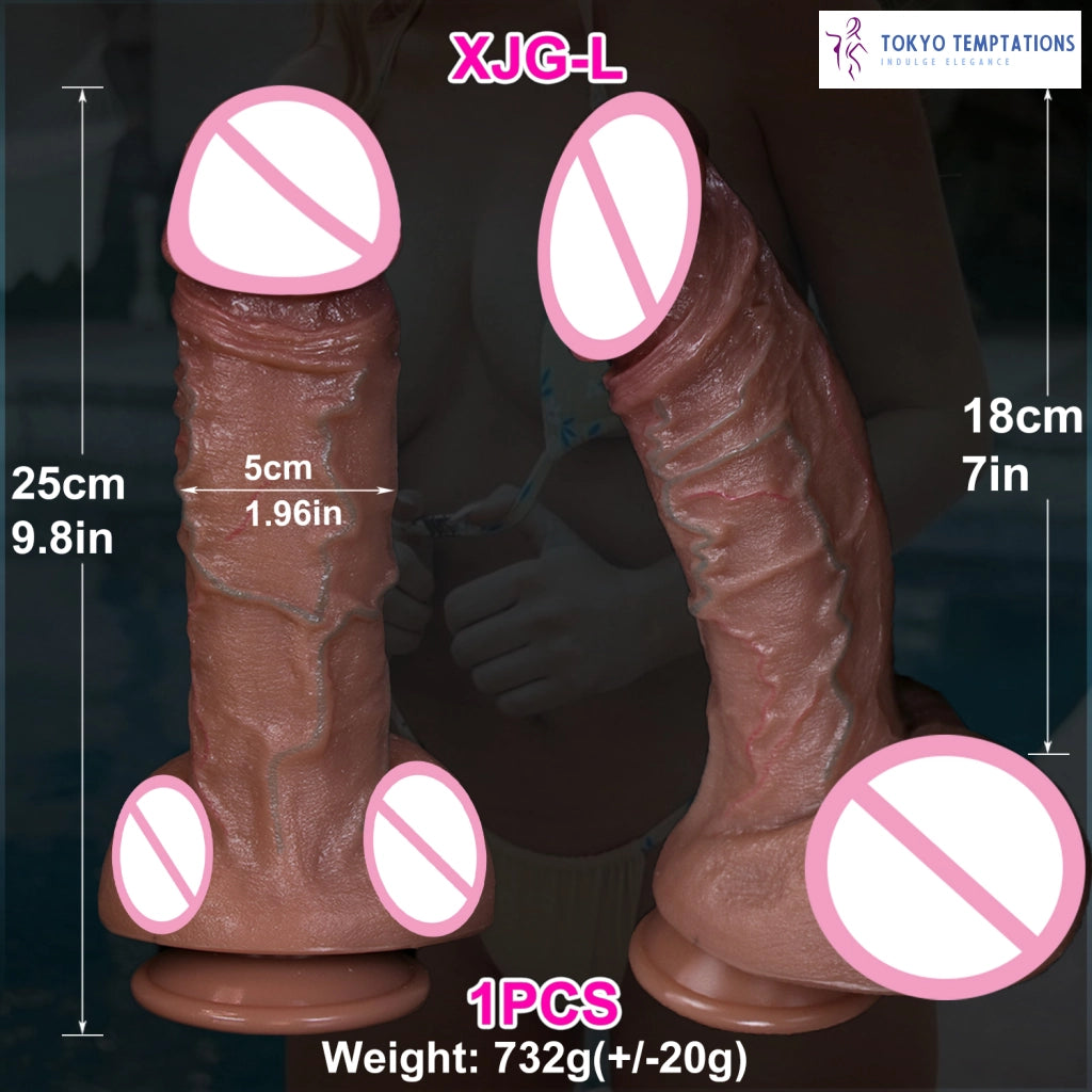 Realistic Silicone Double Dildo Suction Cup Sex Toy length 18cm