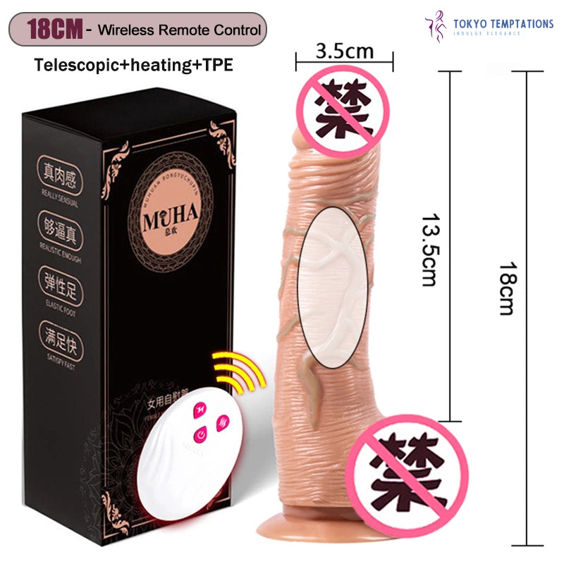 Telescopic Vibrating Realistic Dildo 18cm