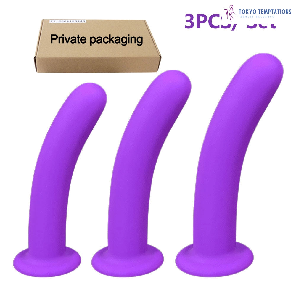 Silicone Anal Dildos 3pcs Set for Prostate Massage Black