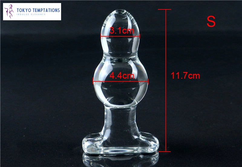 Super Big Gourd Glass Anal Plug for Couples S 11.7cm