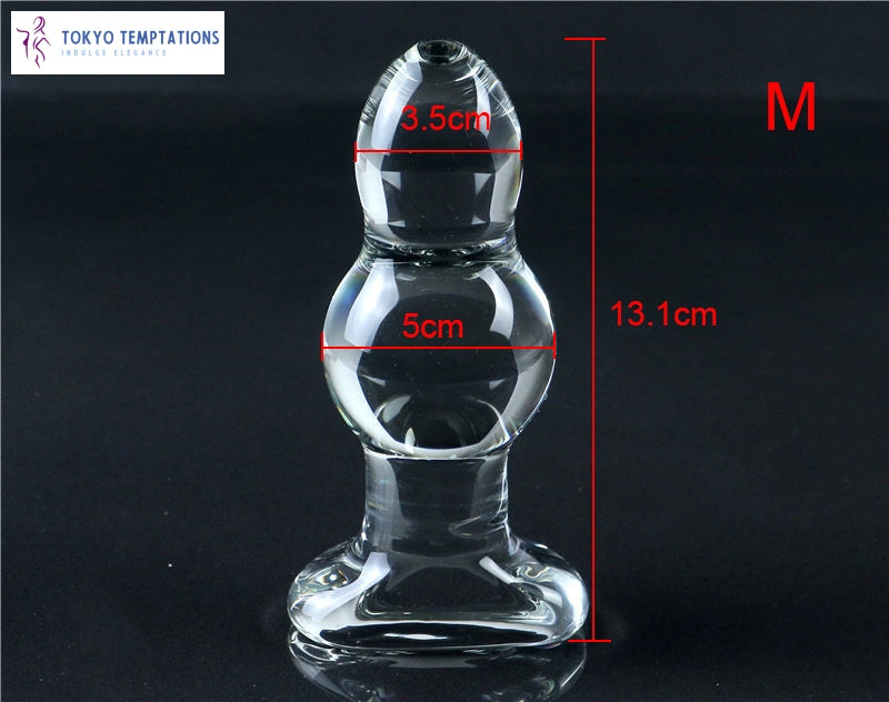 Super Big Gourd Glass Anal Plug for Couples S 11.7cm