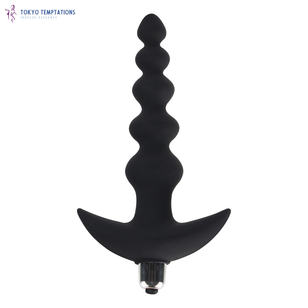 Silicone Anal Beads Butt Plug Vibrator Black