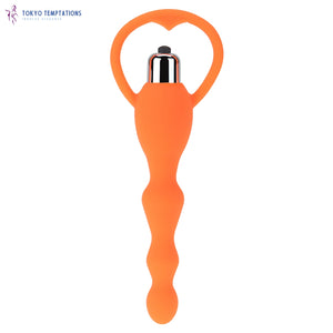 Silicone Prostate Massager Vibrating Plug Orange