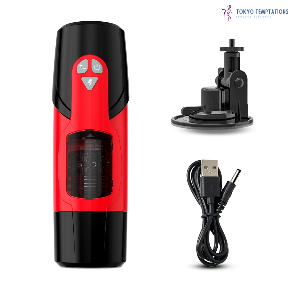 Telescopic Rotation Male Masturbator Sex Toy Red