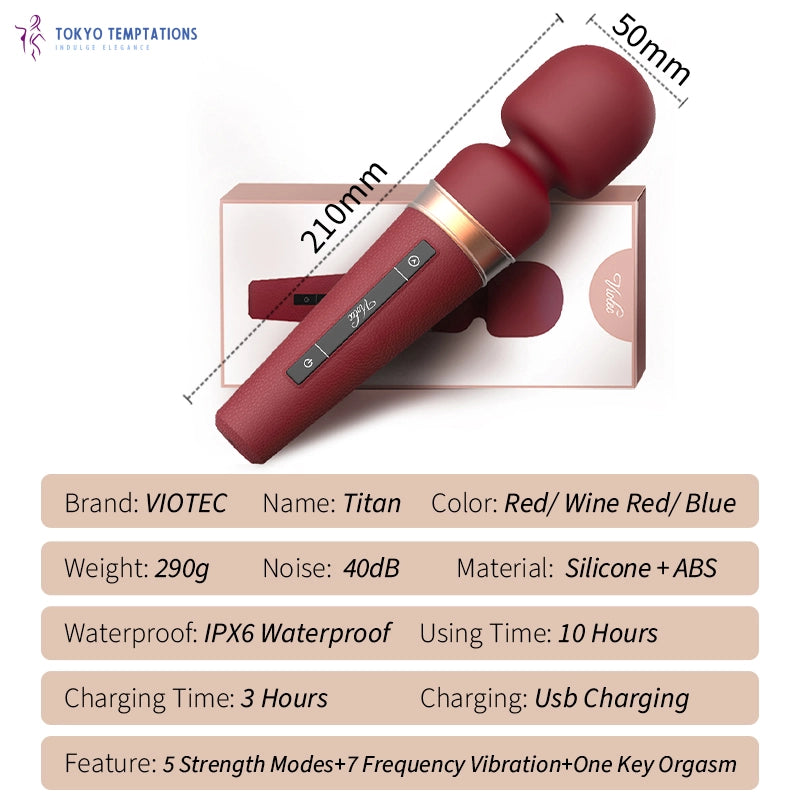 Viotec TITAN Rotational AV Stick Clitoris Massager Red