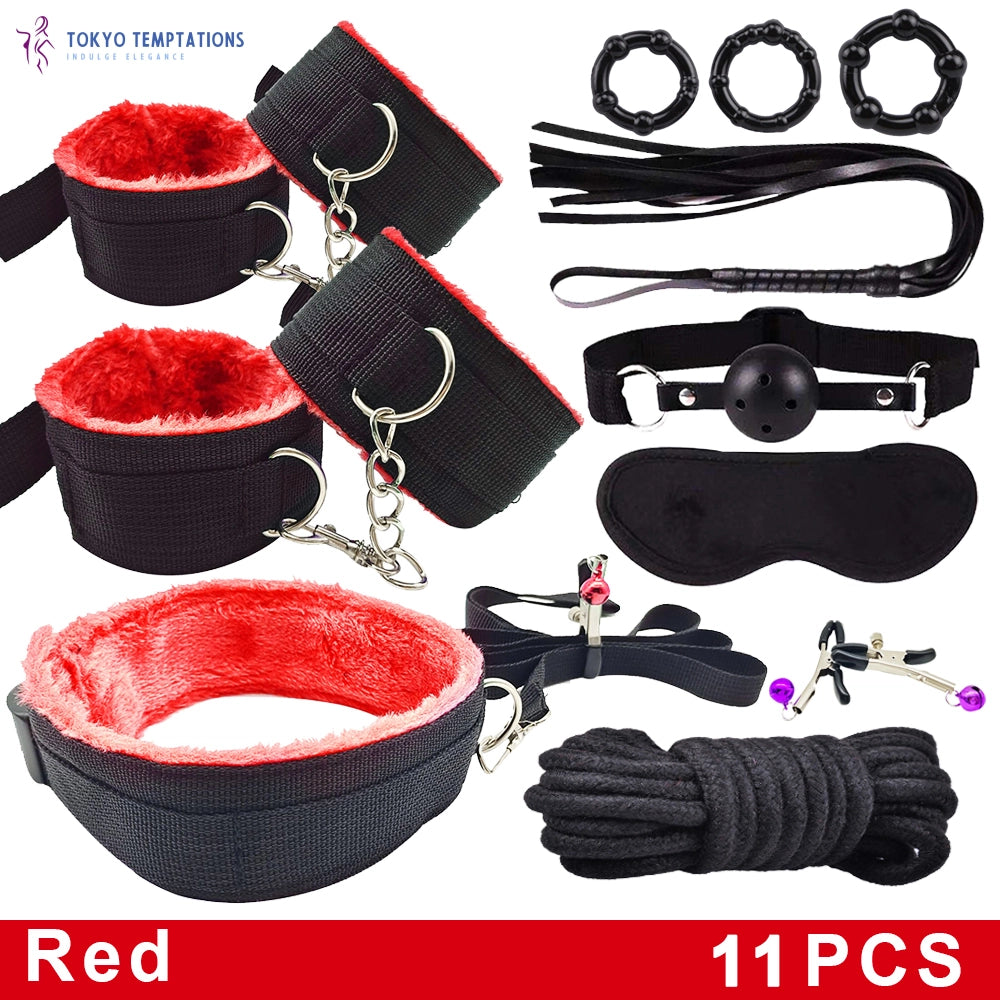 Exotic BDSM Bed Bondage Set Red