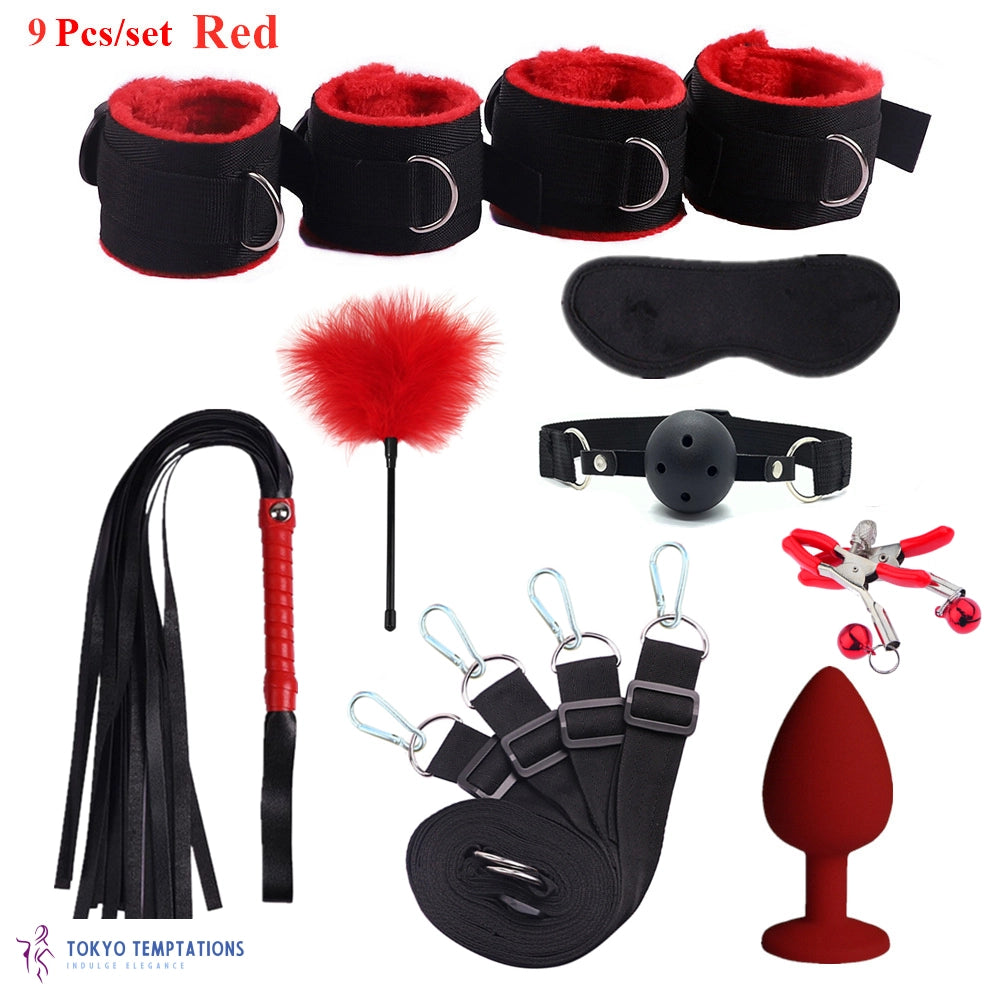 Premium BDSM Bondage 9 Pcs-set Red