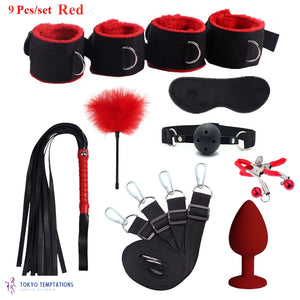 Premium BDSM Bondage 9 Pcs-set Red