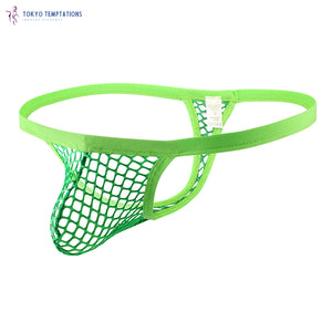 Sexy Men's Fishnet Thong Underwear Green