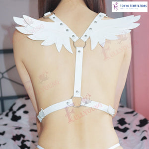 Gothic Leather Angel Wing Harness White