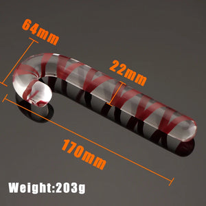 Glass Christmas Candy Cane Anal Plug Dildo S size