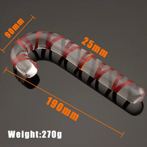 Glass Christmas Candy Cane Anal Plug Dildo L size