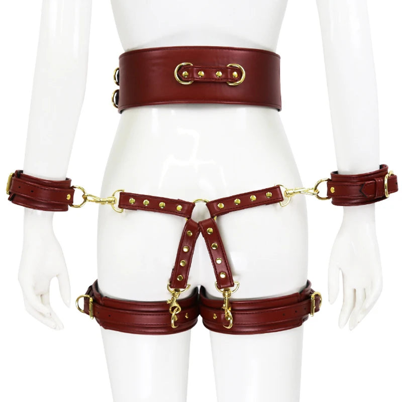 Thierry SM Bondage Set - Premium Quality Adult Games Restraints Kit Brown