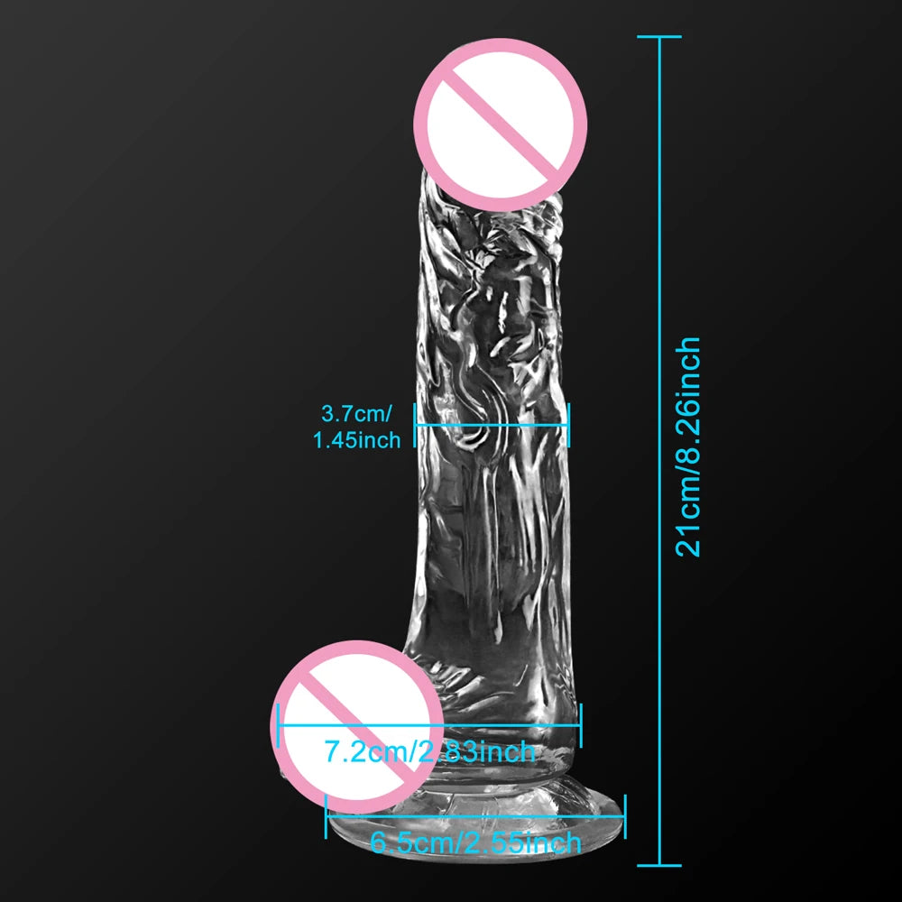 Transparent Jelly Dildo Realistic Sex Toys XL 21cm