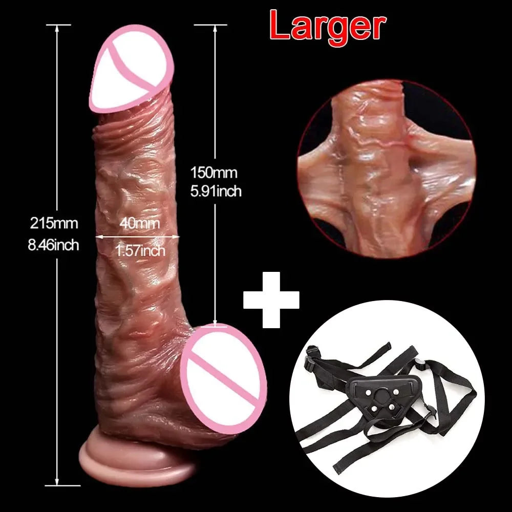 Realistic Strap-On Dildo with Moving Testicles Large size length 15cm