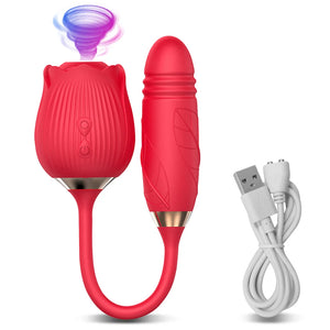 Rose Vibrator - Clitoral Stimulator & G Spot Dildo Red