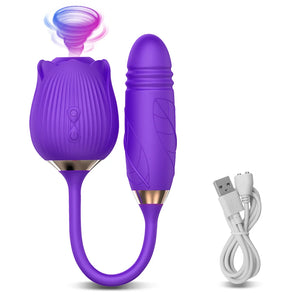 Rose Vibrator - Clitoral Stimulator & G Spot Dildo Purple