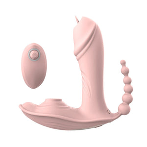 Wearable Vibrator with Clit Sucker Pink