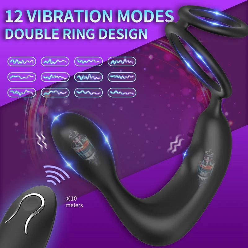 Prostate Massager with Cock Ring Black